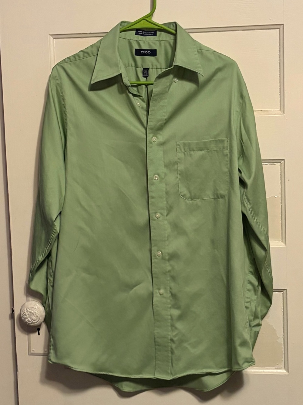 Izod Men's Light Green Button-Down Dress Shirt